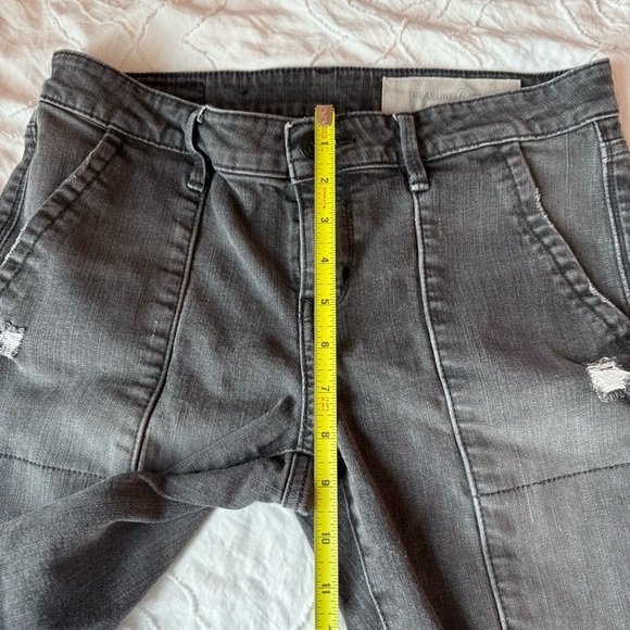 Treasure & Bond Gray Black Distressed Denim Jeans with Zipper Ankle - Picture 8 of 11